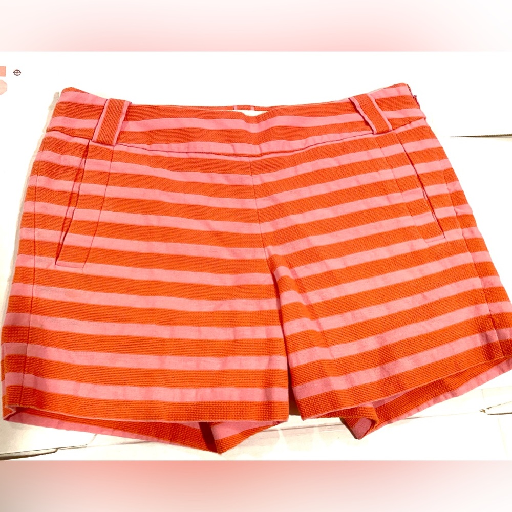 J. Crew women’s chino shorts pink orange striped size 4